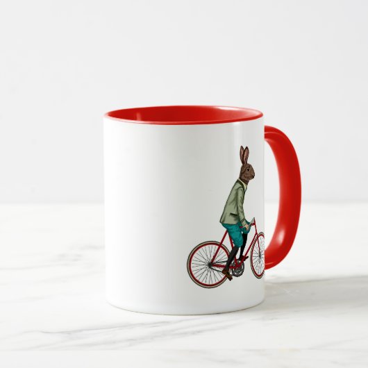 Mug Lapin Sur Vélo 2 (Devant droit)