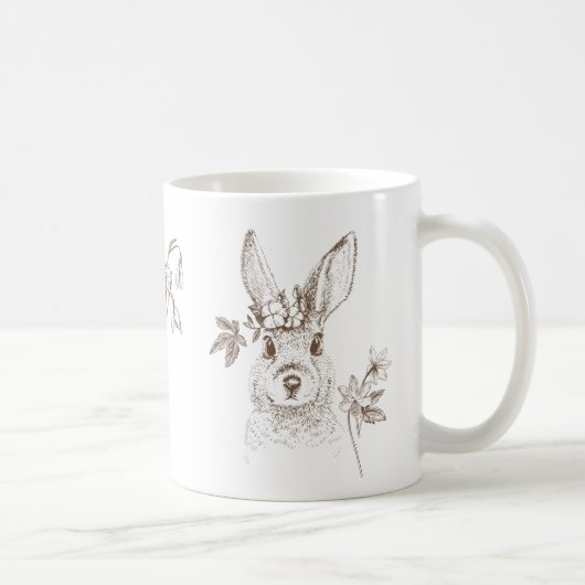 Mug Lapin vintage et fleurs (Droite)