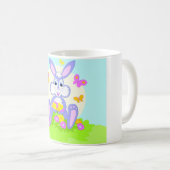Mug Lapin Violet Mignon Papillons Fleurs Joyeux (Devant droit)