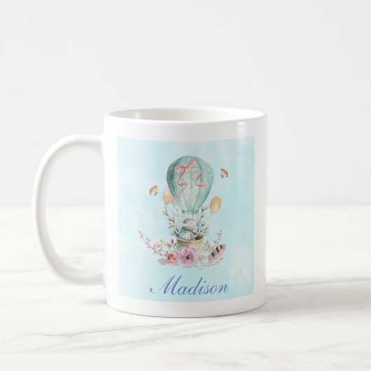 Mug Lapin Whimsical Riding dans un ballon à air chaud (Gauche)