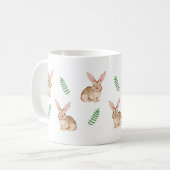 Mug Lapins à l'aquarelle et verdure Pâques mignon (Devant gauche)