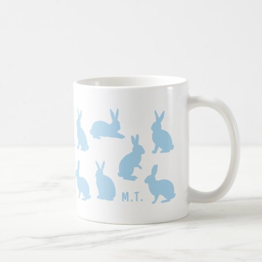 Mug Lapins Bleus Pastel Avec Monogramme Personnalisé d (Droite)