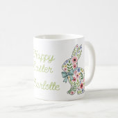 Mug Lapins de Pâques aux fleurs sauvages roses et bleu (Devant droit)