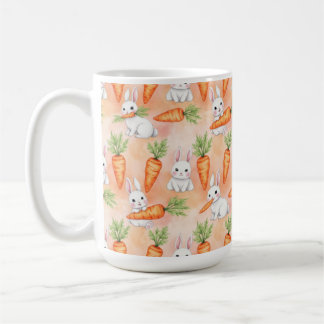 MUG LAPINS DE PÂQUES BLANCS ET CAROTTES ORANGE