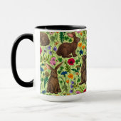 Mug Lapins et fleurs sauvages sur le vert miel (Gauche)