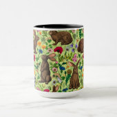 Mug Lapins et fleurs sauvages sur le vert miel (Centre)