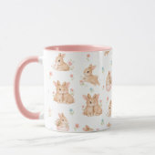 Mug Lapins mignons et motif de fleurs (Gauche)