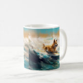 Mug Lapphund Plage Finlandaise Plage Surf Peinture (Devant droit)