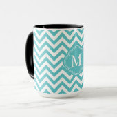 Mug L'Aqua Girly Chevron blanc barre le monogramme (Devant gauche)
