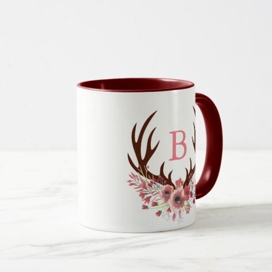 Mug L'aquarelle fleurit la lettre initiale (Devant droit)