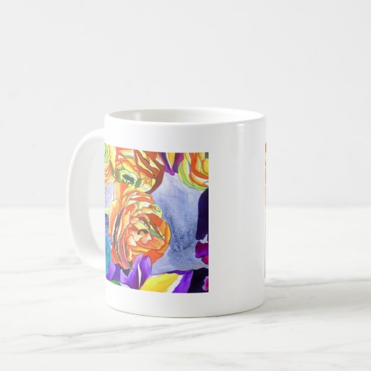Mug L'aquarelle Ranunculus et Iris (Devant gauche)