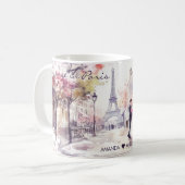 Mug L'aquarelle romantique à Paris Couple Nom (Devant gauche)