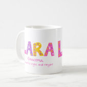 Mug Lara Girls nom signifiant étoiles de fleurs violet (Devant gauche)