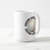 Mug Large Personalized Text Baseball Image 15oz Custom (Devant droit)
