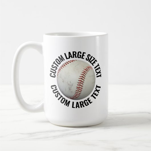 Mug Large Personalized Text Baseball Image 15oz Custom (Gauche)