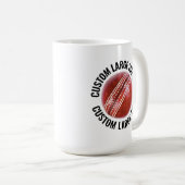 Mug Large Personalized Text Cricket Ball 15oz. Custom (Devant droit)