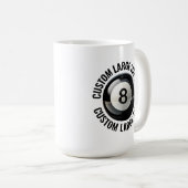 Mug Large Personalized Text Pool 8 Ball 15oz. Custom (Devant droit)