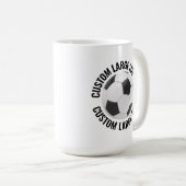 Mug Large Personalized Text Soccer Ball 15oz. Custom (Devant droit)