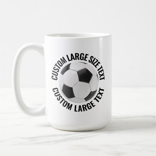 Mug Large Personalized Text Soccer Ball 15oz. Custom (Gauche)