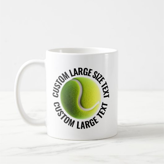 Mug Large Personalized Text Tennis Ball 11 oz. Custom (Gauche)