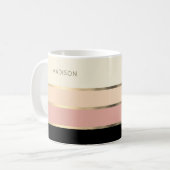 Mug Large Stripes Gold Monogramme Nom Feminine (Devant gauche)