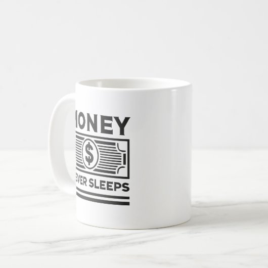 Mug L'argent ne dort jamais - Hustle, Grind, Success (Devant gauche)