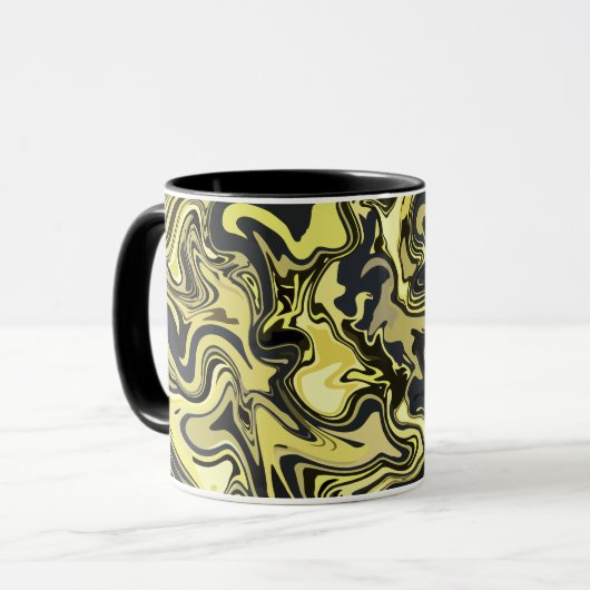 Mug L'art Abstrait à la flamme dans les tons dorés et (Devant gauche)