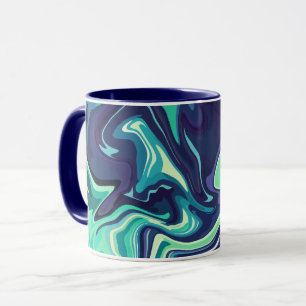 Mug L'art Abstrait des fluides avec la marine et les p