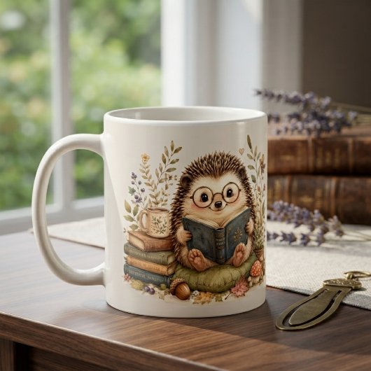 Mug L'art aquarelle du hérisson lisant