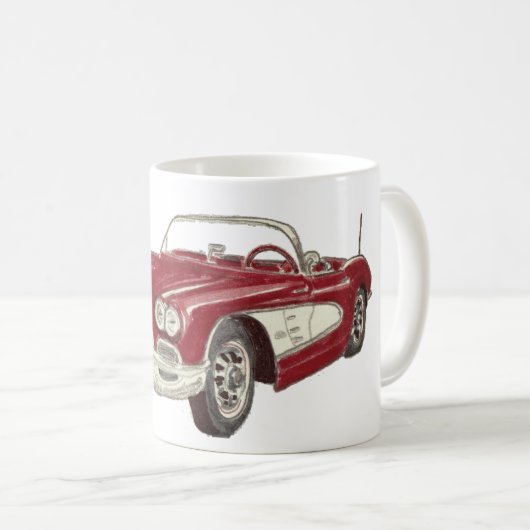 Mug L'art classique de la corvette rouge (Devant droit)