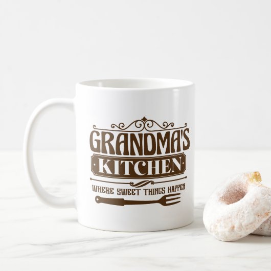 Mug l'art des mots de la cuisine de grand-mère mignonn (Avec donut)