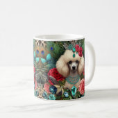 Mug L'art floral du chien de caniche blanc (Devant droit)