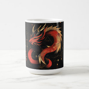 Mug L'art majestueux du Dragon chinois rouge et or