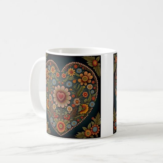 Mug L'art populaire ukrainien - Coeur inspiré en plusi (Devant gauche)