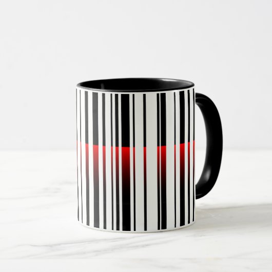 Mug Laser rouge sur code barre (Devant droit)