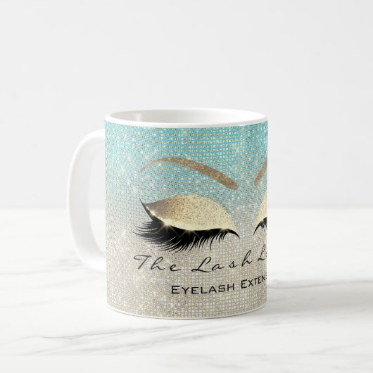 Mug Lashes Extension Beauté Studio Blue Gold Parties s (Devant gauche)