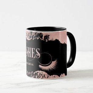 Mug Lashes Moderne Rose Typographie Or Maquillage Arti
