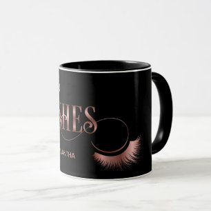 Mug Lashes Moderne Rose Typographie Or Maquillage Arti