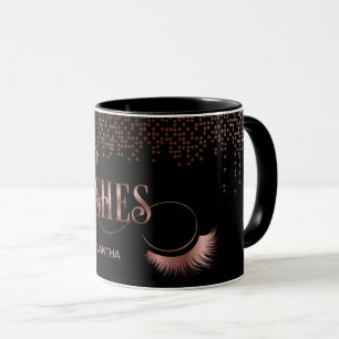 Mug Lashes Rose de la typographie or maquillage Artist