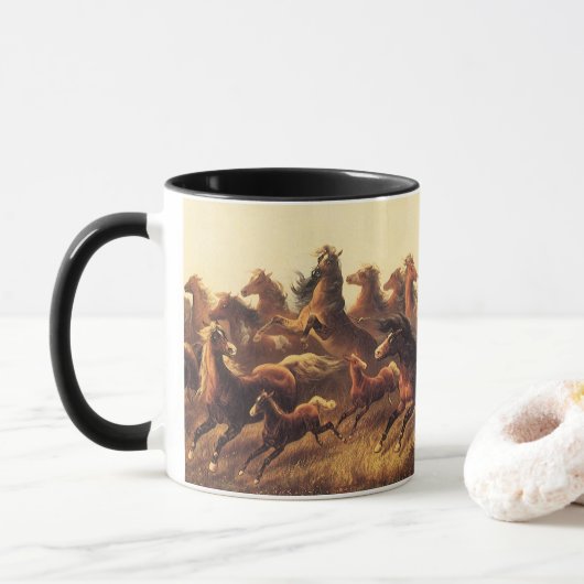 Mug Lassoing de chevaux sauvages par James Walker (Avec donut)
