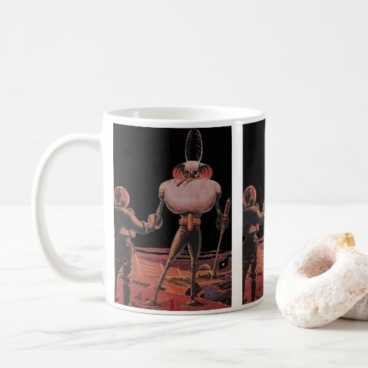 Mug L'astronaute de science-fiction vintage Shake Hand (Avec donut)