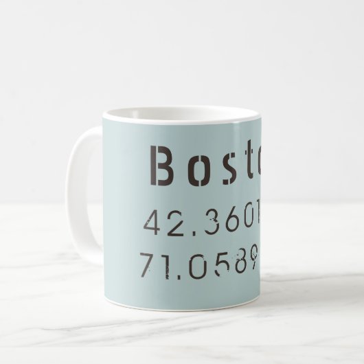 Mug Latitude et Longitude Boston (Devant gauche)