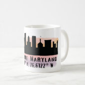 Mug Latitude et longitude de Baltimore Skyline (Devant droit)