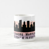 Mug Latitude et longitude de Baltimore Skyline (Centre)