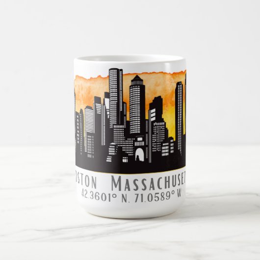 Mug Latitude et longitude de Boston Skyline (Centre)