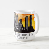 Mug Latitude et longitude de Boston Skyline (Devant droit)