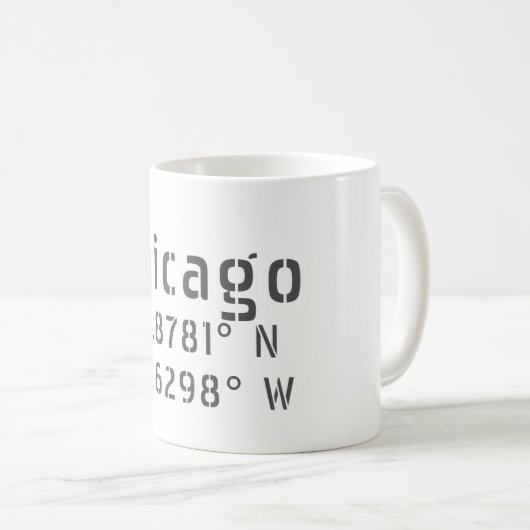 Mug Latitude et Longitude de Chicago (Devant droit)