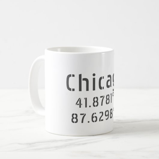 Mug Latitude et Longitude de Chicago (Devant gauche)