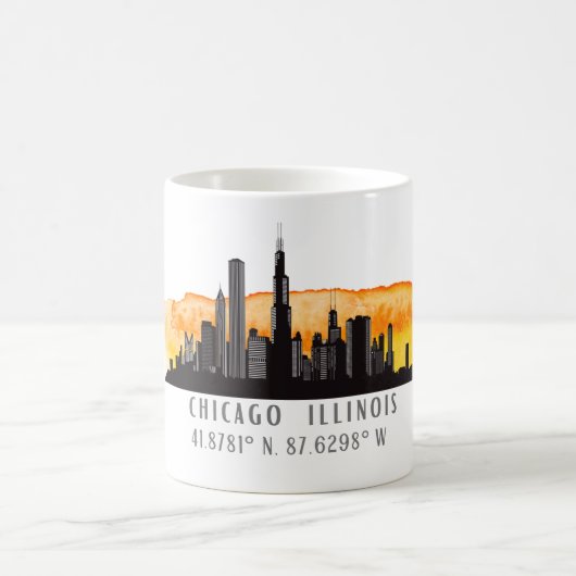 Mug Latitude et Longitude de Chicago Skyline (Centre)