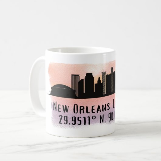 Mug Latitude et longitude de la ligne Skyline de la vi (Devant gauche)
